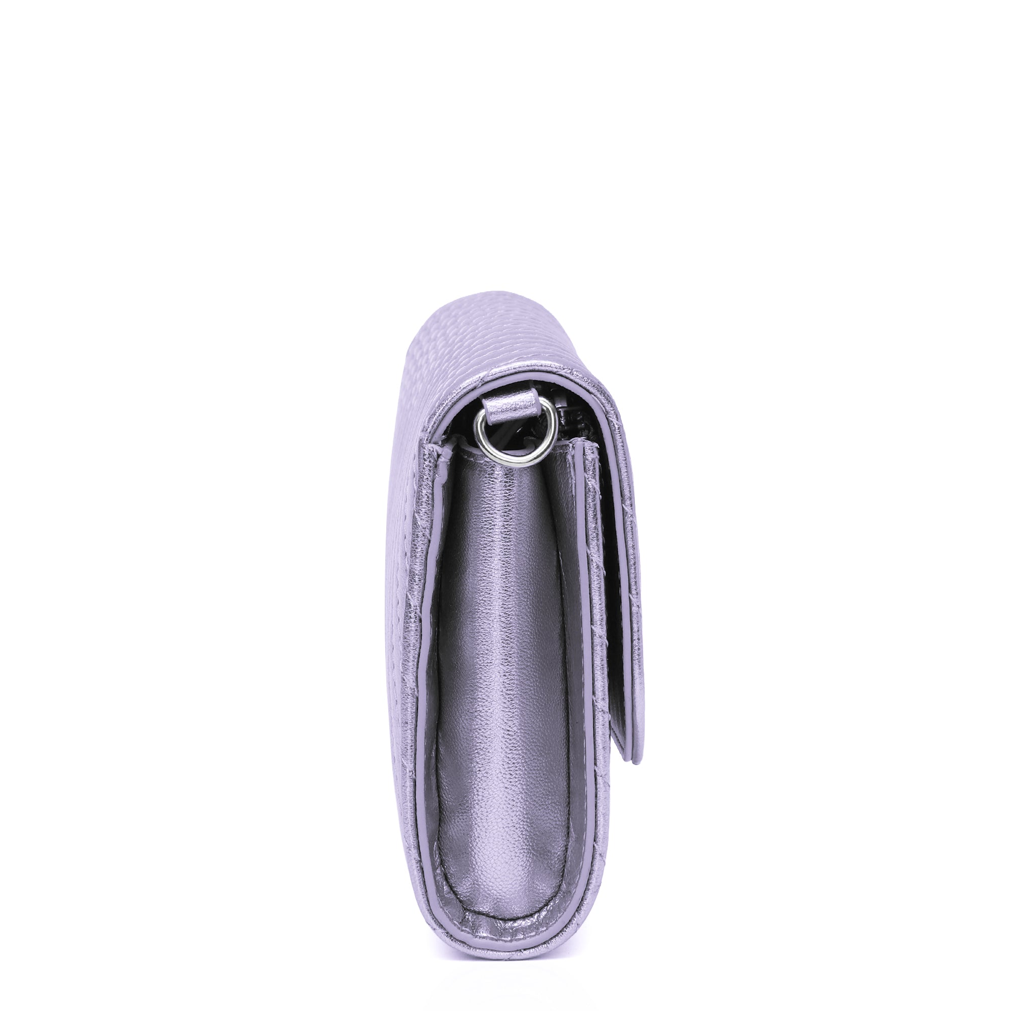 Elara: Metallic Leather Crossbody Bag (Lavender)