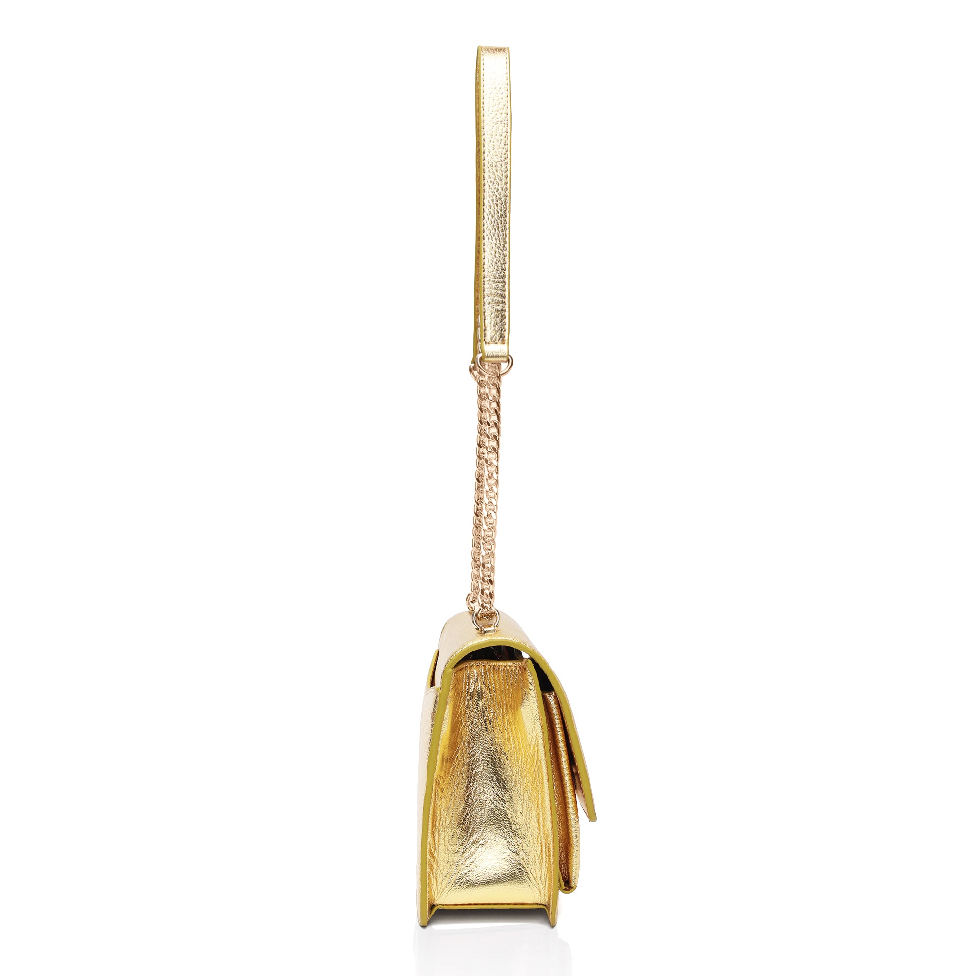 Lustra: Metallic Leather Shoulder Bag (Classic Gold)