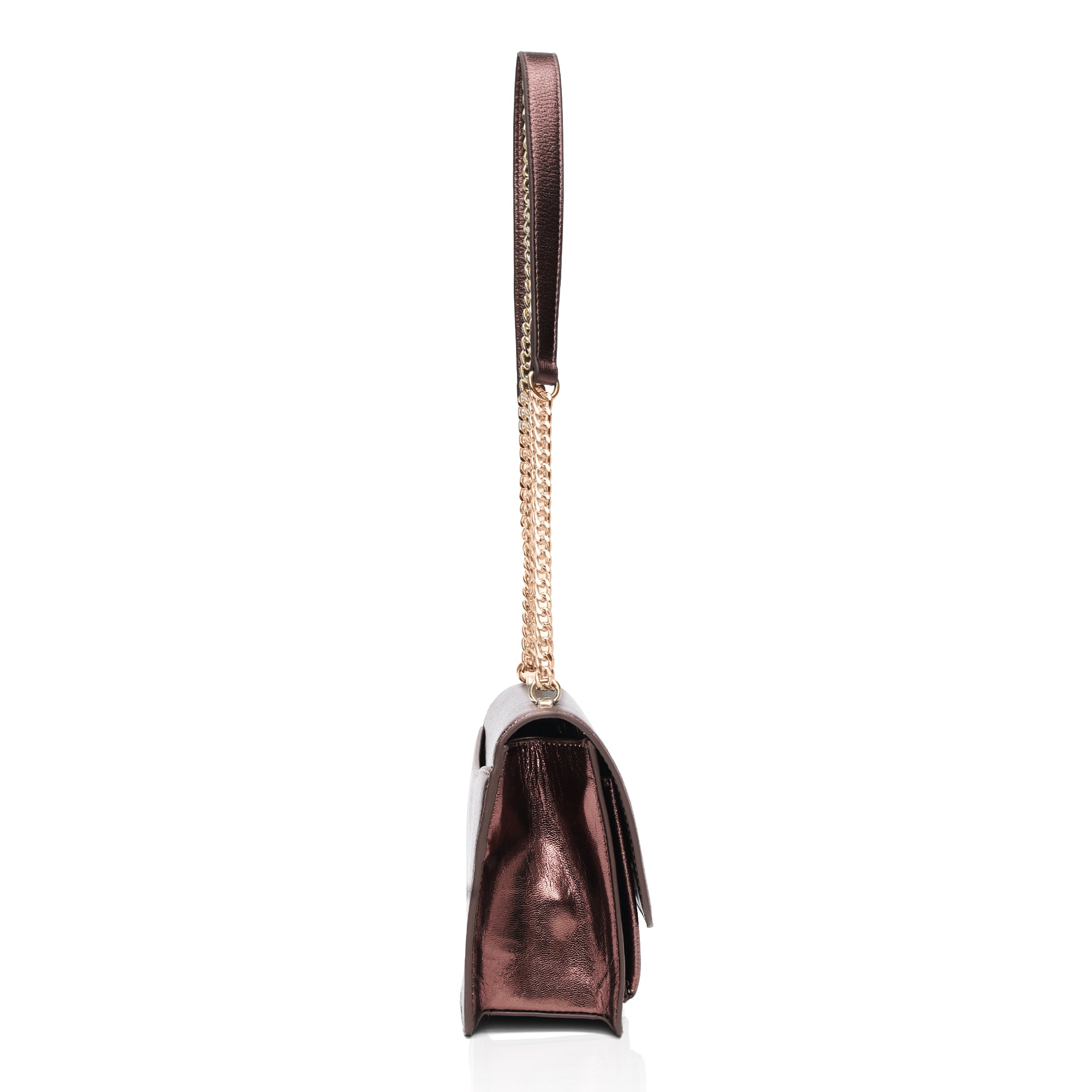 Lustra: Metallic Leather Shoulder Bag (Wine)