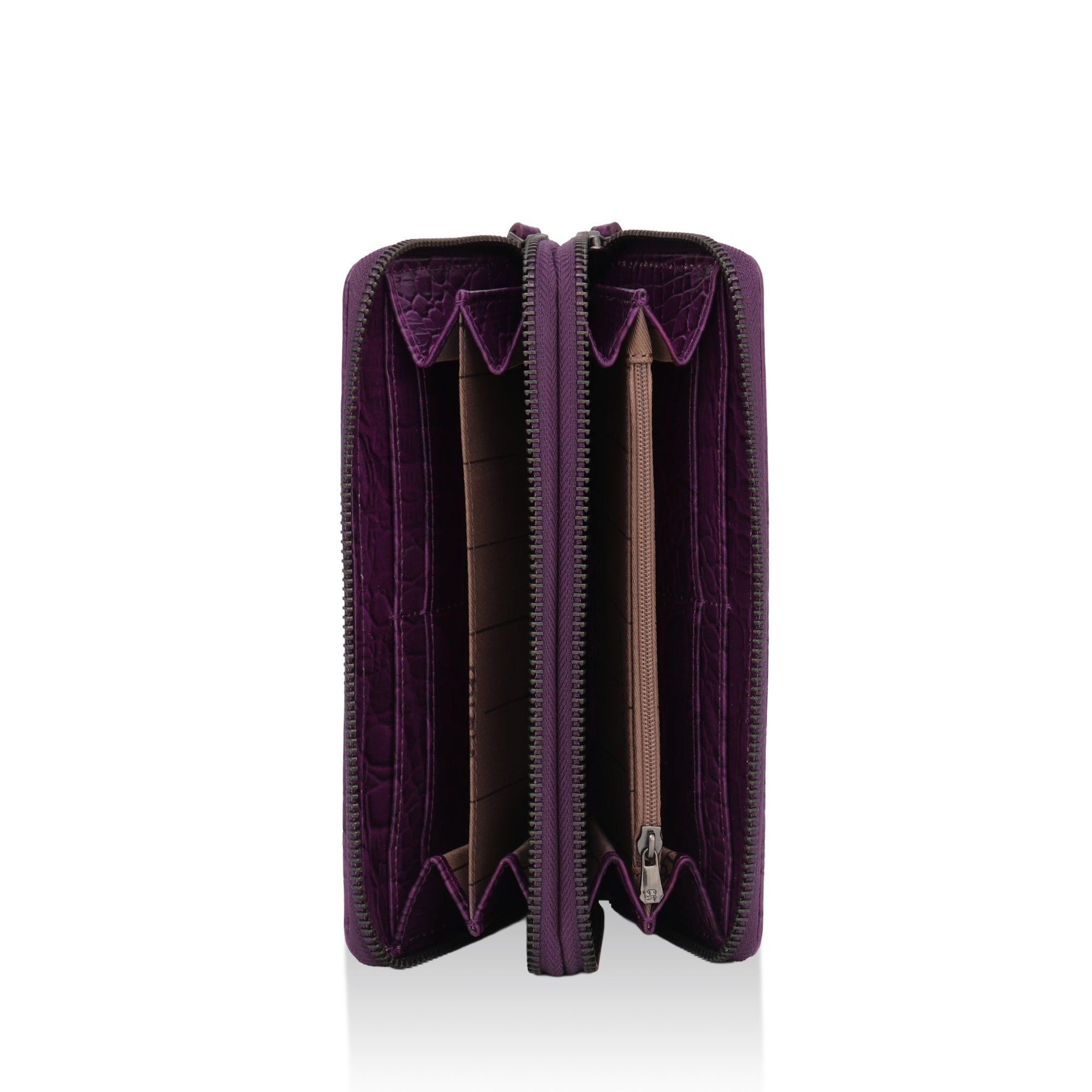 Panache: Double Zip Womens’ Wallets (Purple)