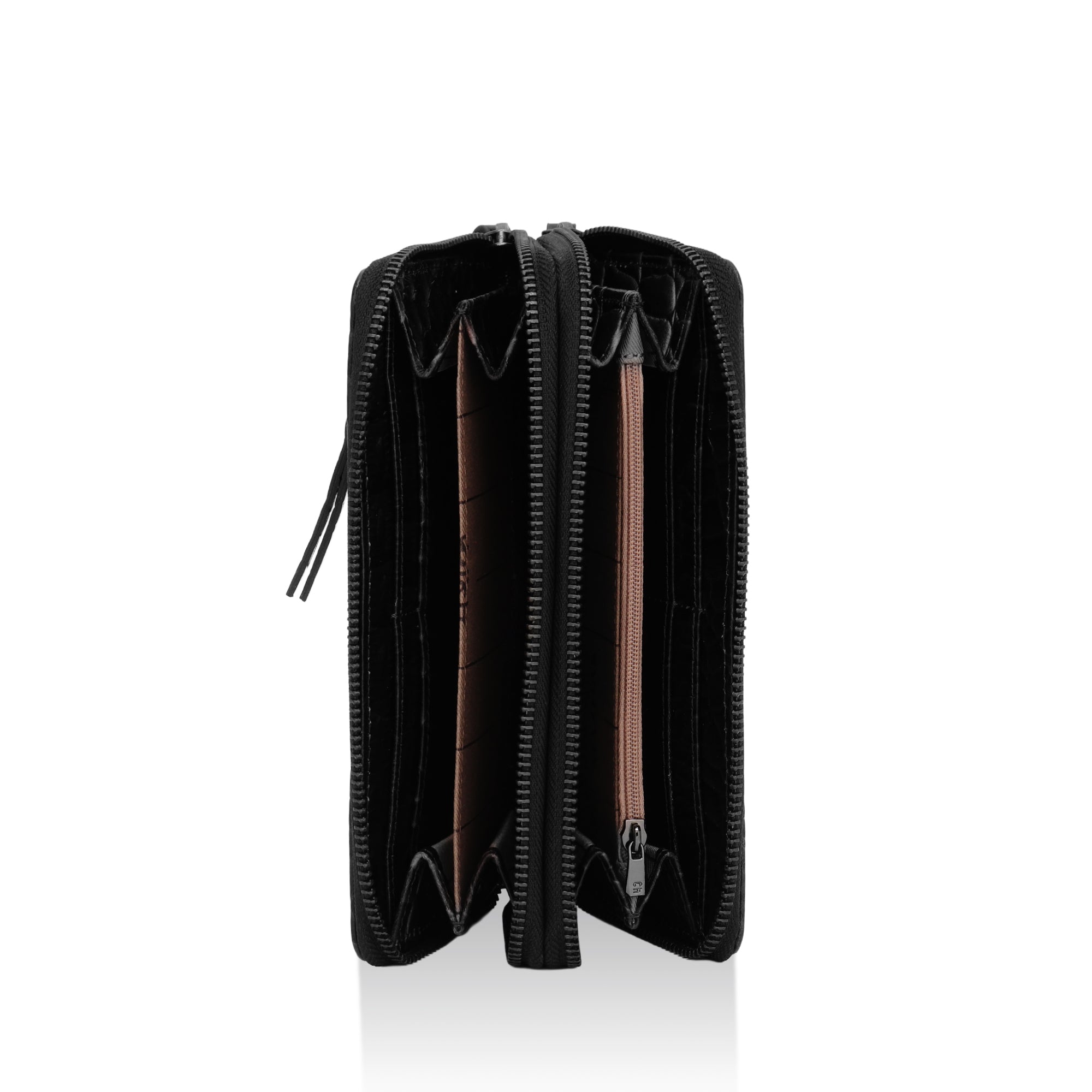 Panache: Double Zip Womens’ Wallets (Black)