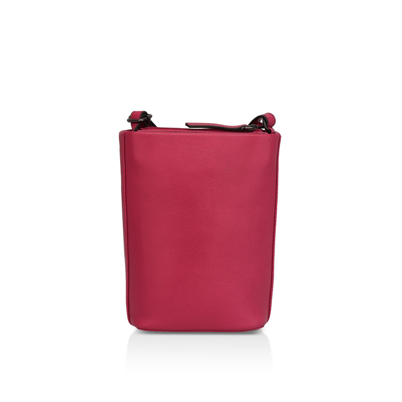 Sienna: Napa Leather Crossbody Bag (Hot Pink)