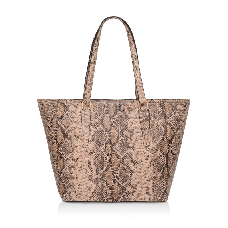 Pinnacle: Italian Leather Laptop Tote Bag (Beige)