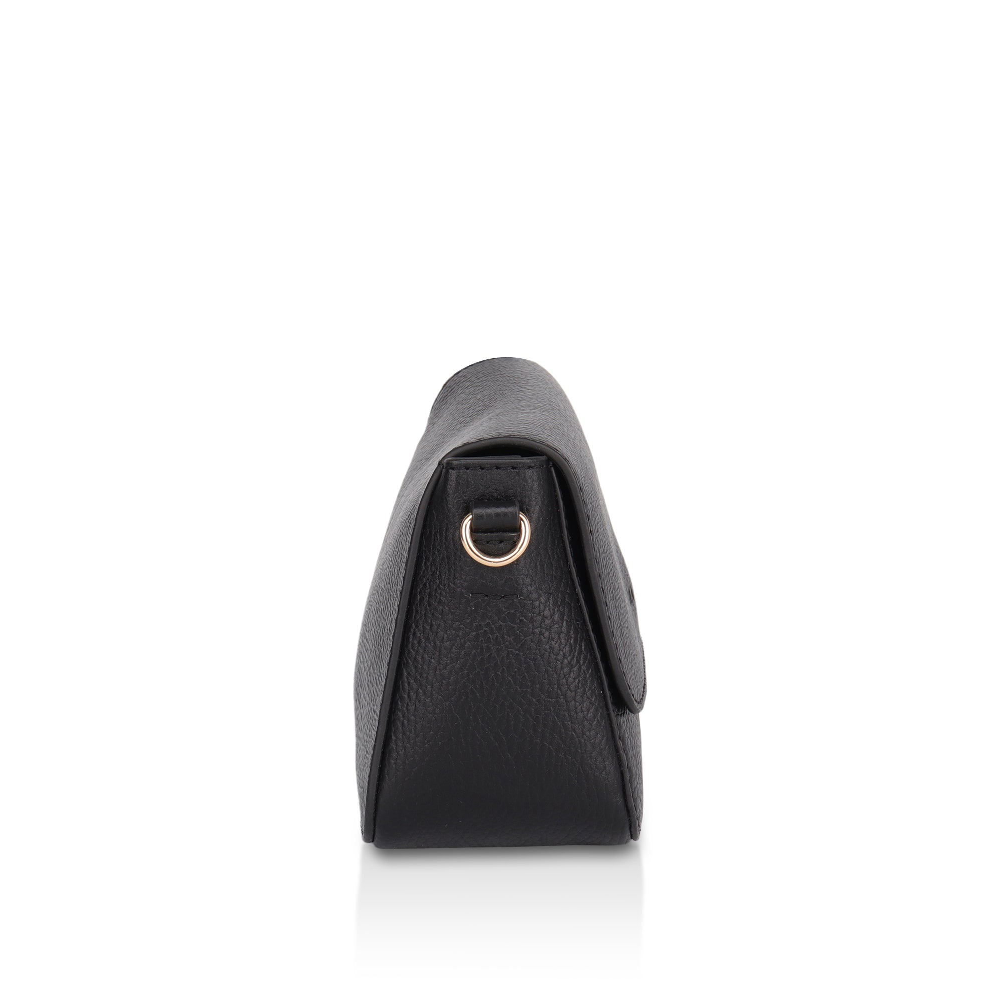 Eva : Pebbled Leather Crossbody Bag (Black)