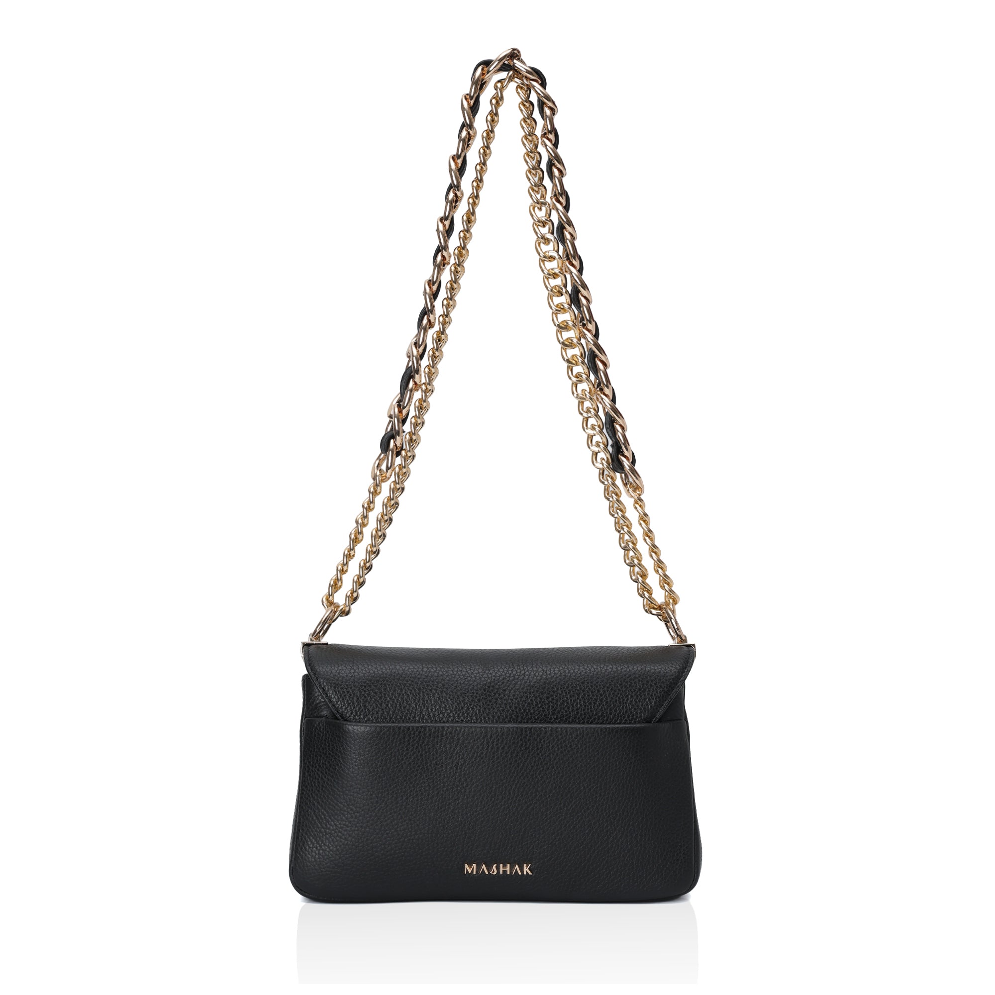 Velora : Pebbled Leather Shoulder Crossbody Bag (Black)