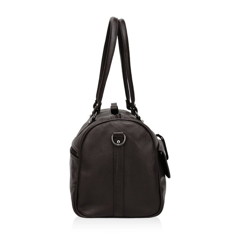 Elité: Pebbled Leather Travel Duffel Bag (Brown)