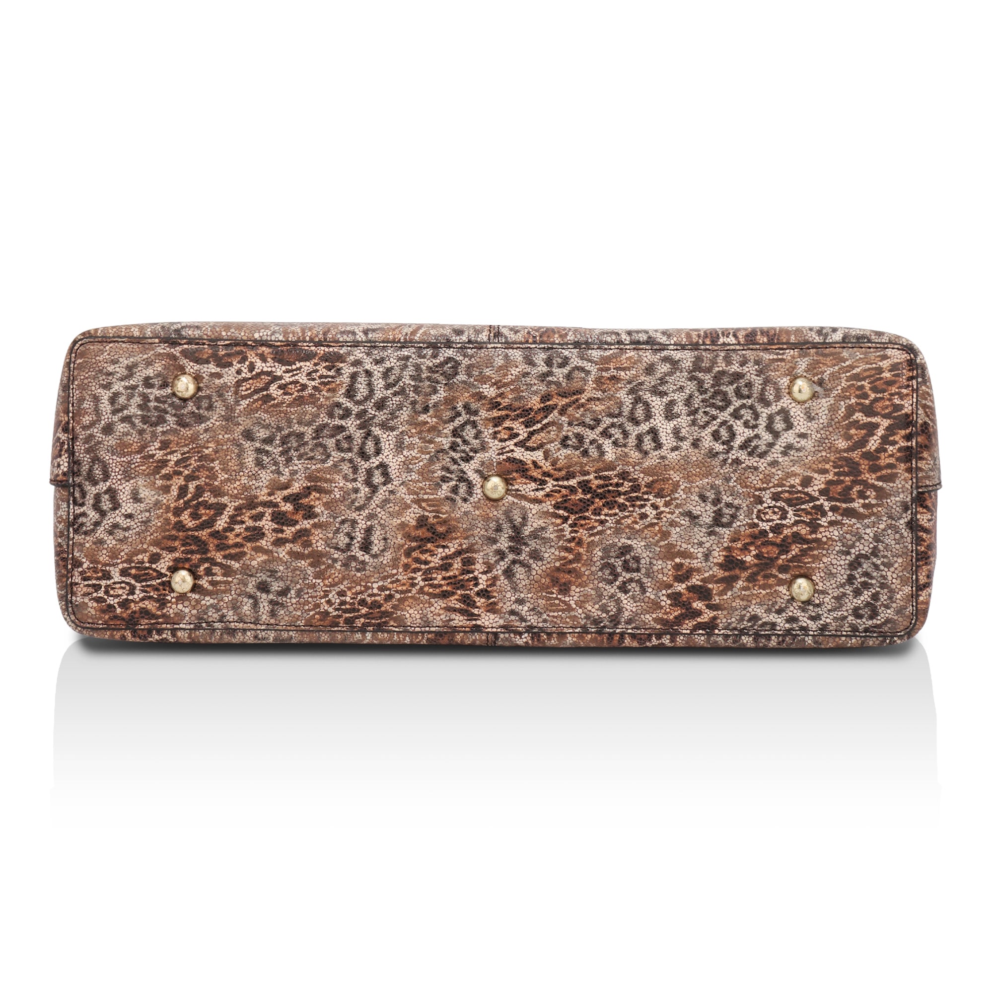 Wild Allure: Italian Leather Tote Bag (Brown)