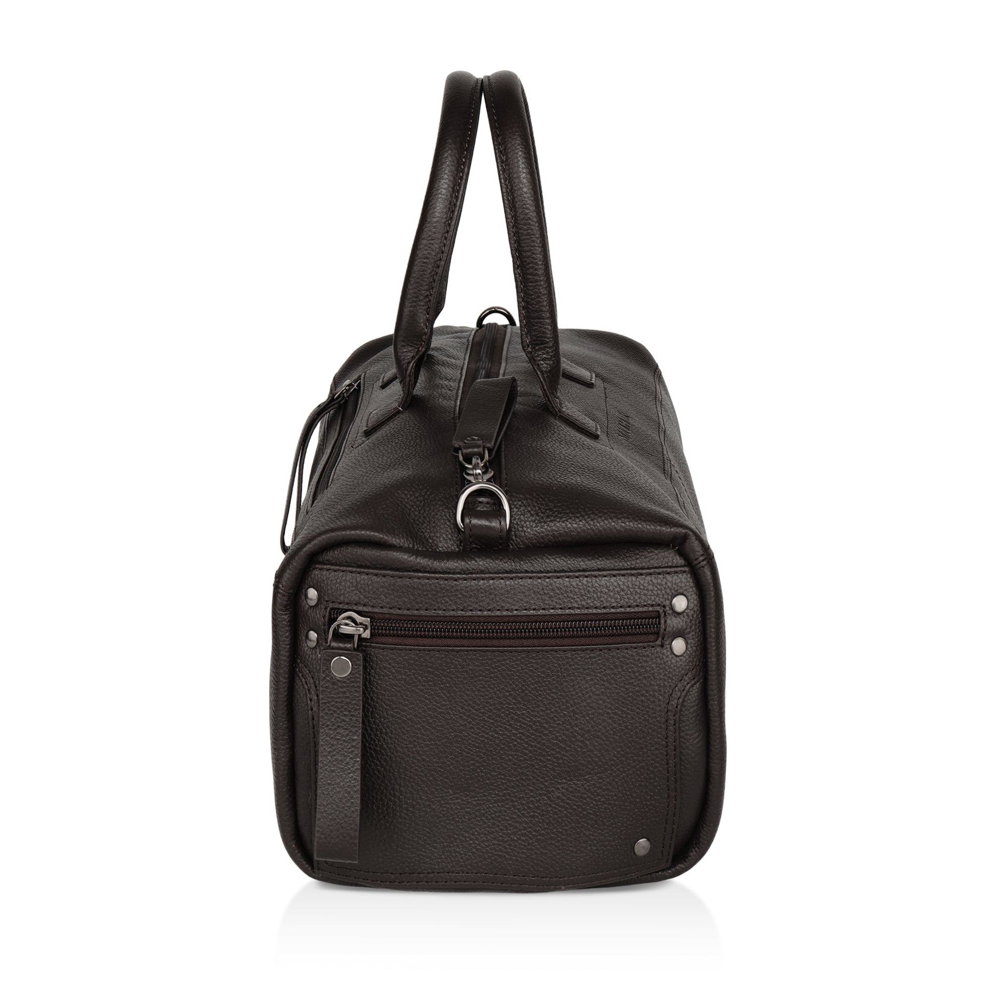 Zenith: Pebbled Leather Gym Duffel Bag (Brown)
