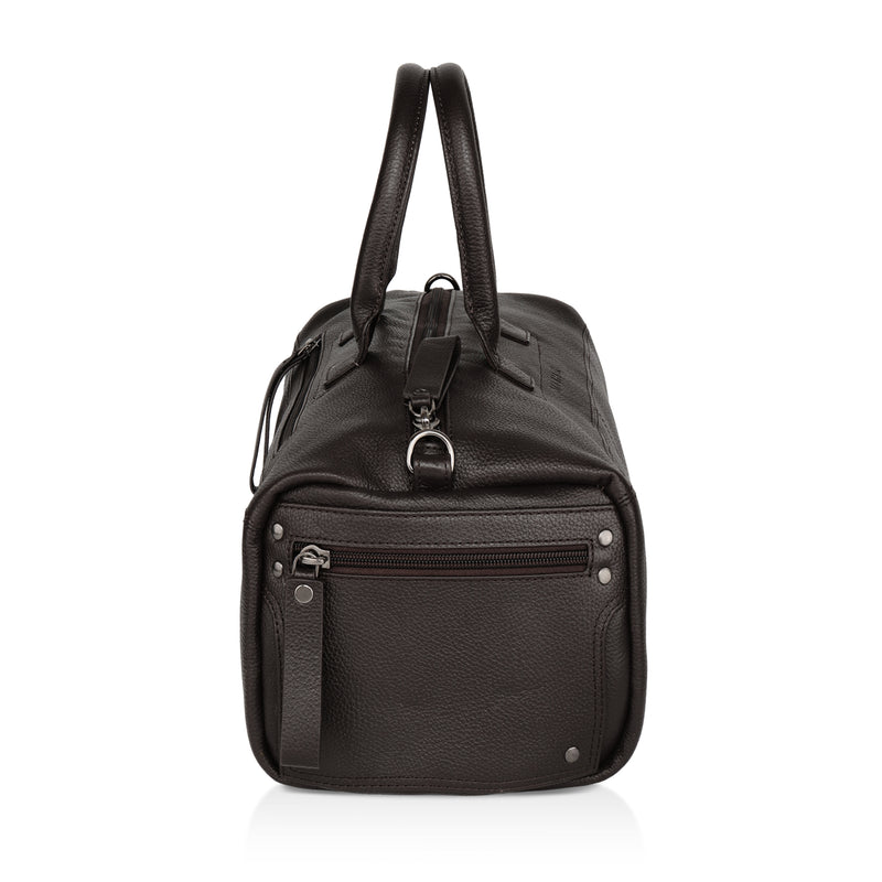 Zenith: Pebbled Leather Gym Duffel Bag (Brown)