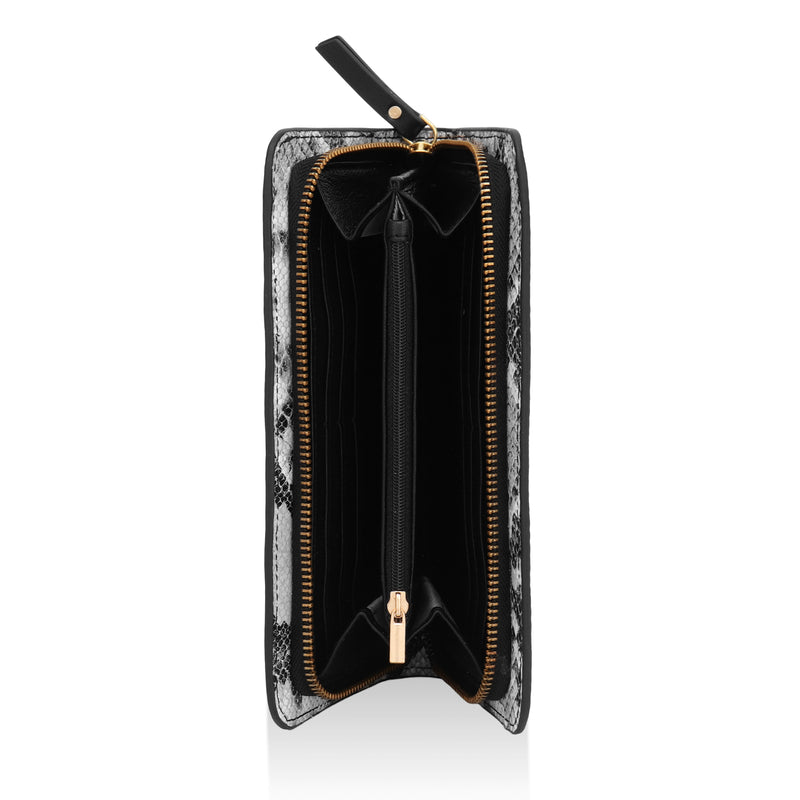 Azurea: Italian Leather Ladies’ Wallet (Black and White)