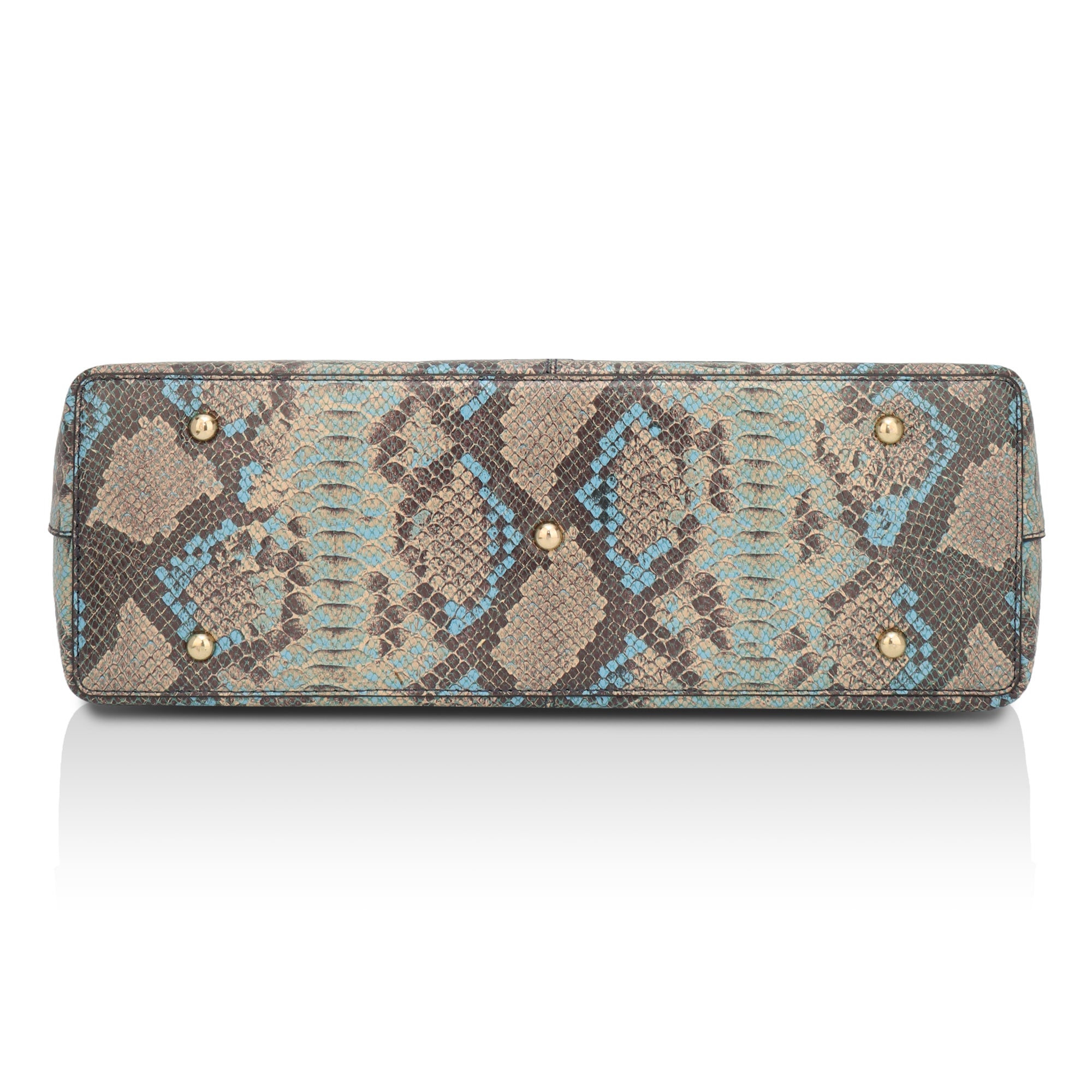 Wild Allure: Italian Leather Tote Bag (Blue)