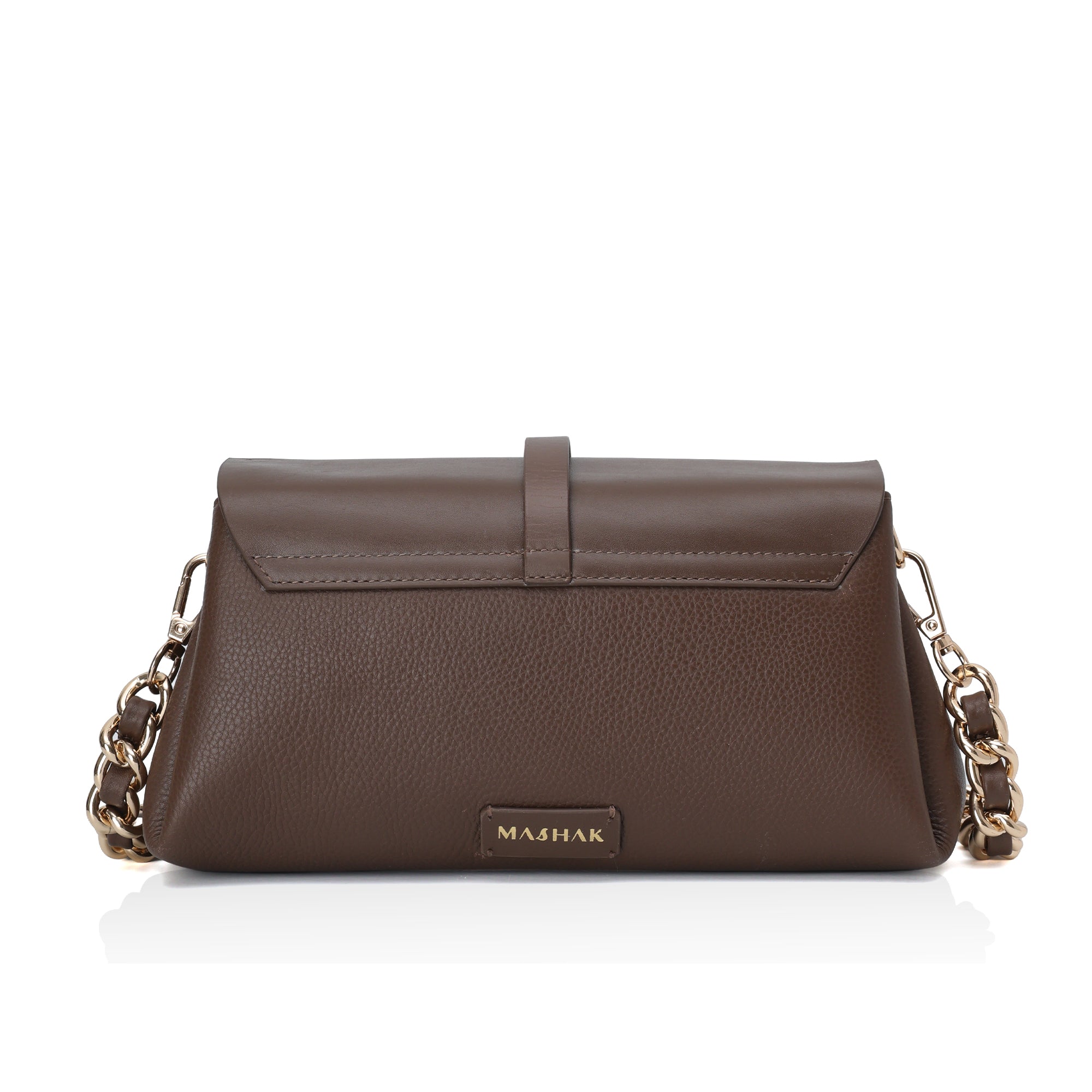 Aster : Pebbled Leather Shoulder Crossbody Bag (Brown)