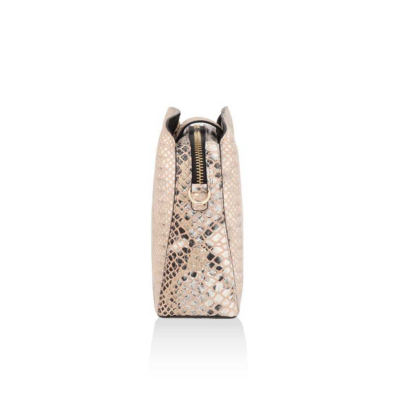 Savannah: Italian Leather Crossbody Bag (Beige)