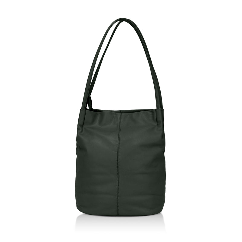 Boho: Soft Napa Leather Tote Bag (Dark Green)