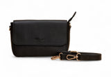 Eva : Pebbled Leather Crossbody Bag (Black)