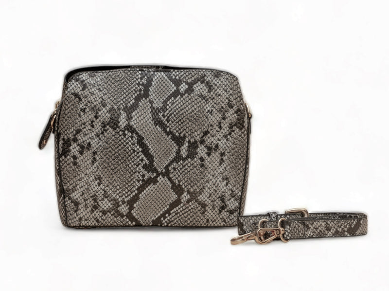 Savannah: Italian Leather Crossbody Bag (Grey)