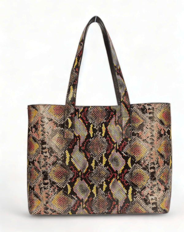 Wild Allure: Italian Leather Tote Bag (Multicolour)