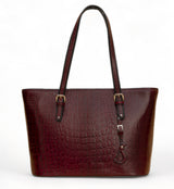 Alpha: Luxury Leather Office Tote (Cherry Red)