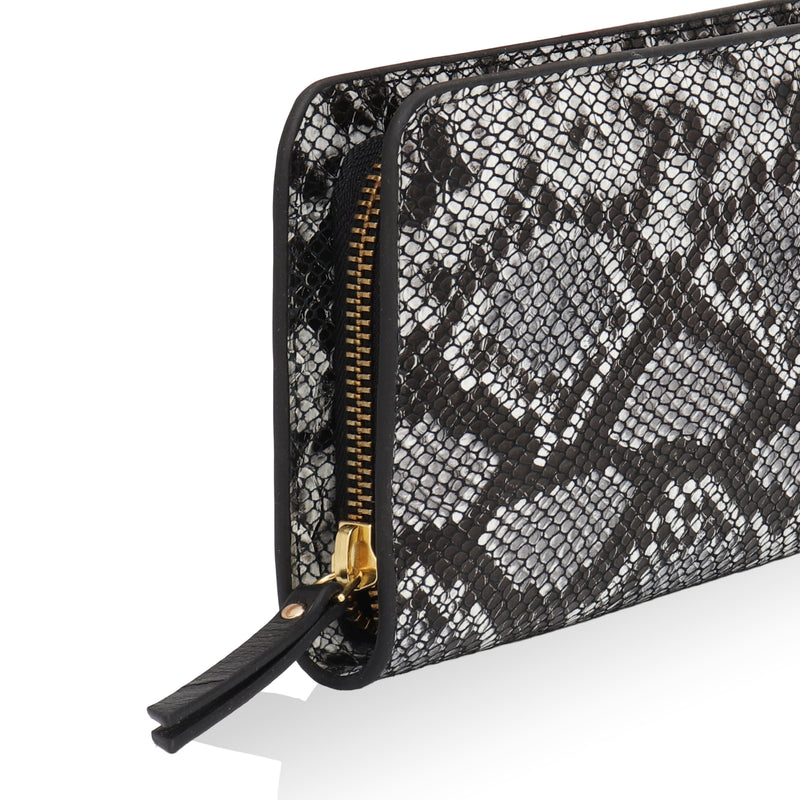 Azurea: Italian Leather Ladies’ Wallet (Black and Grey)