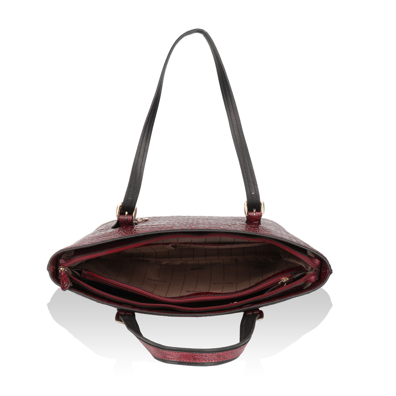 Alpha: Luxury Leather Office Tote (Cherry Red)
