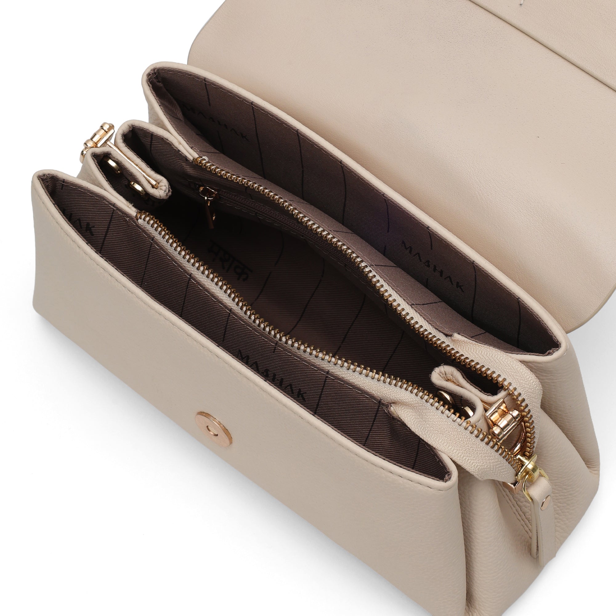Aster : Pebbled Leather Shoulder Crossbody Bag (Cream)