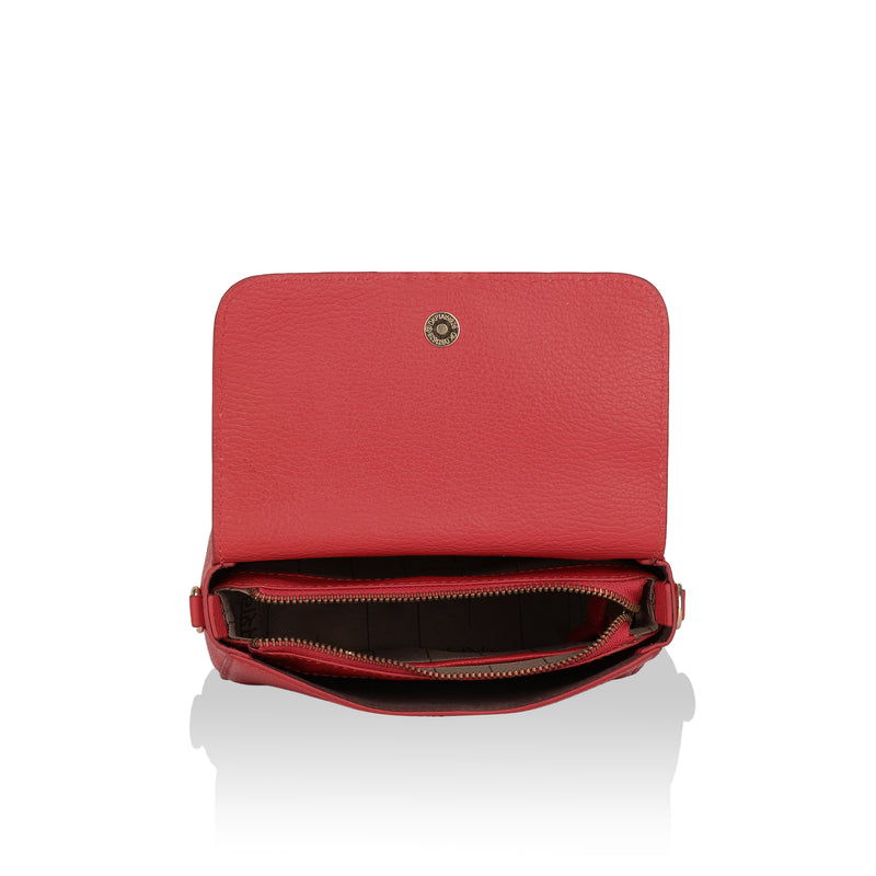 Eva : Pebbled Leather Crossbody Bag (Hot Pink)
