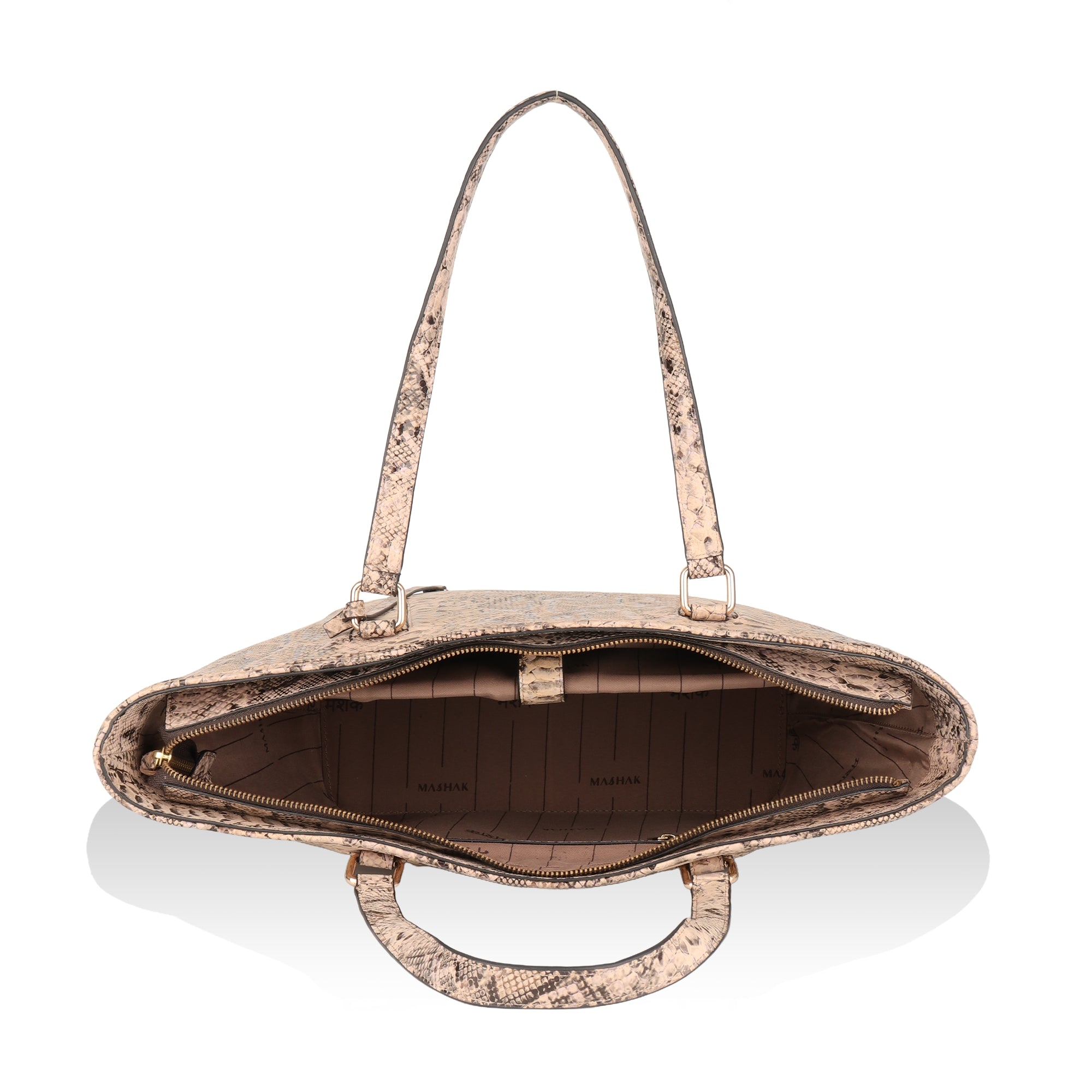Pinnacle: Italian Leather Laptop Tote Bag (Beige)