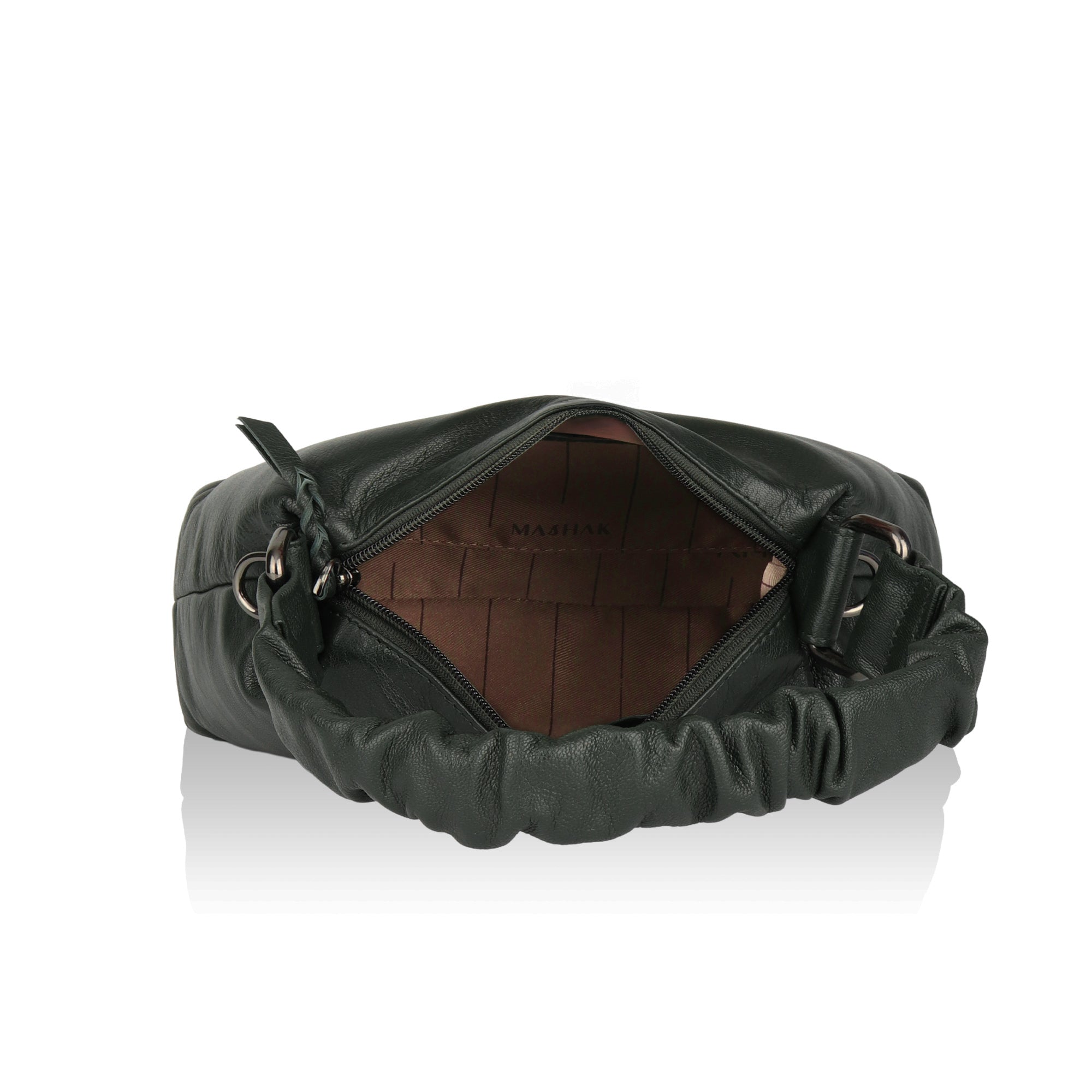 Verve: Napa Leather Crossbody Bag (Dark Green)