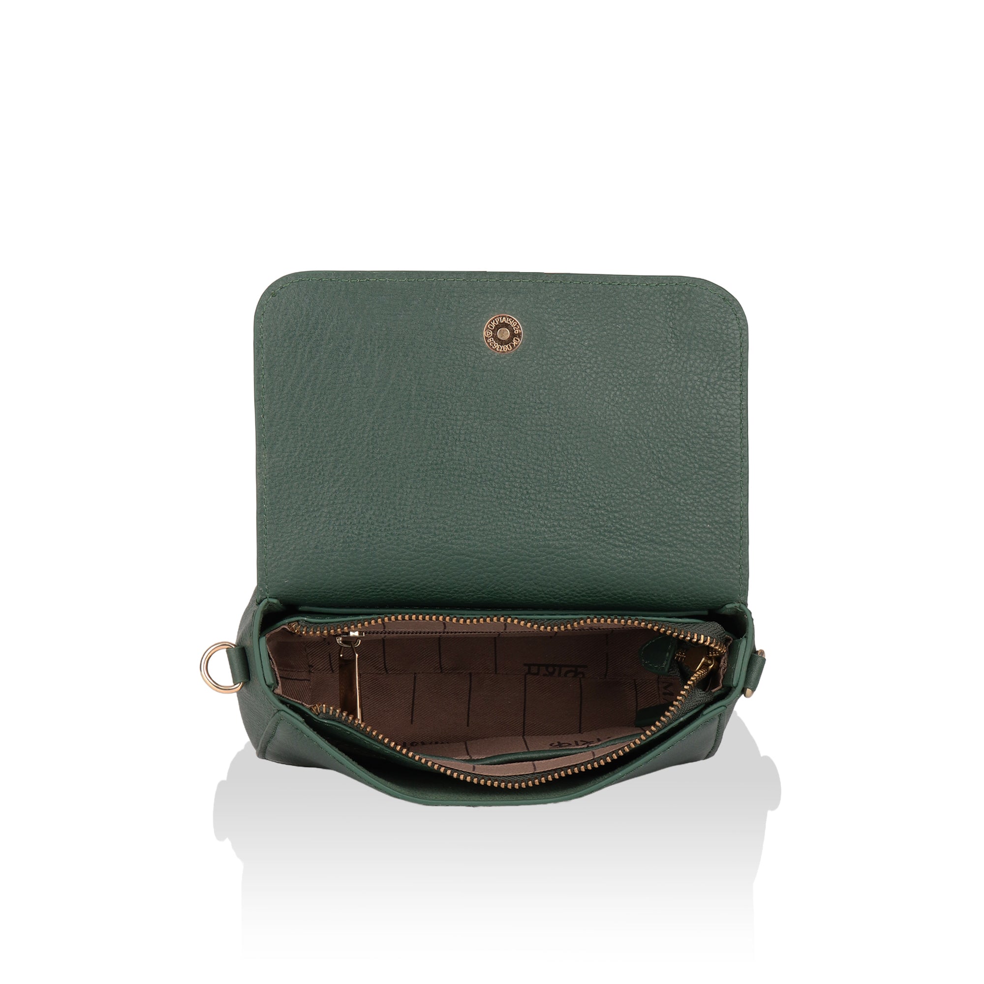 Eva : Pebbled Leather Crossbody Bag (Forest Green)