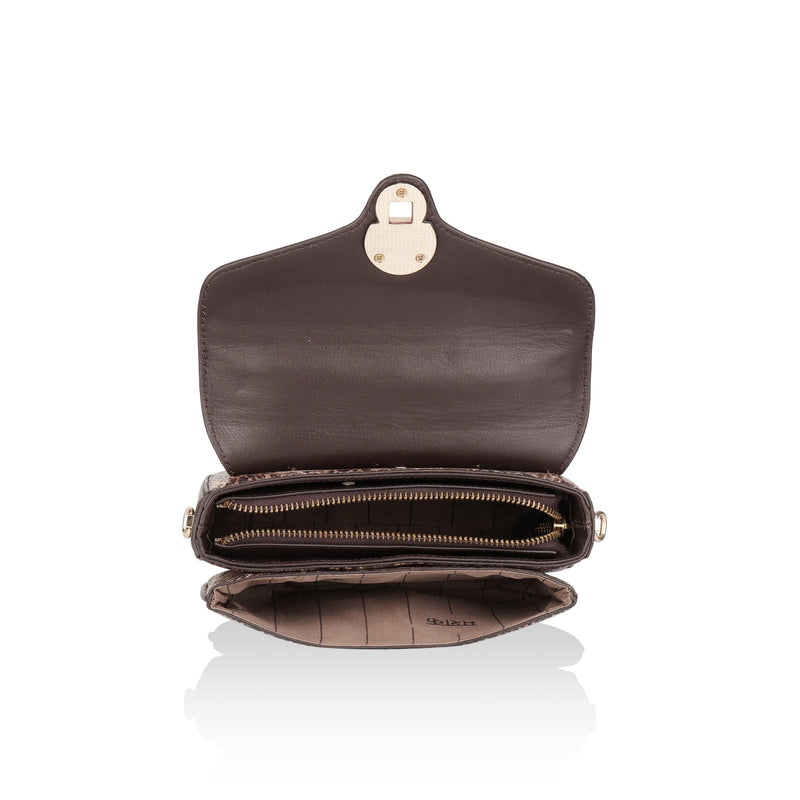 Terra: Italian Leather Cross Body Bag (Brown)