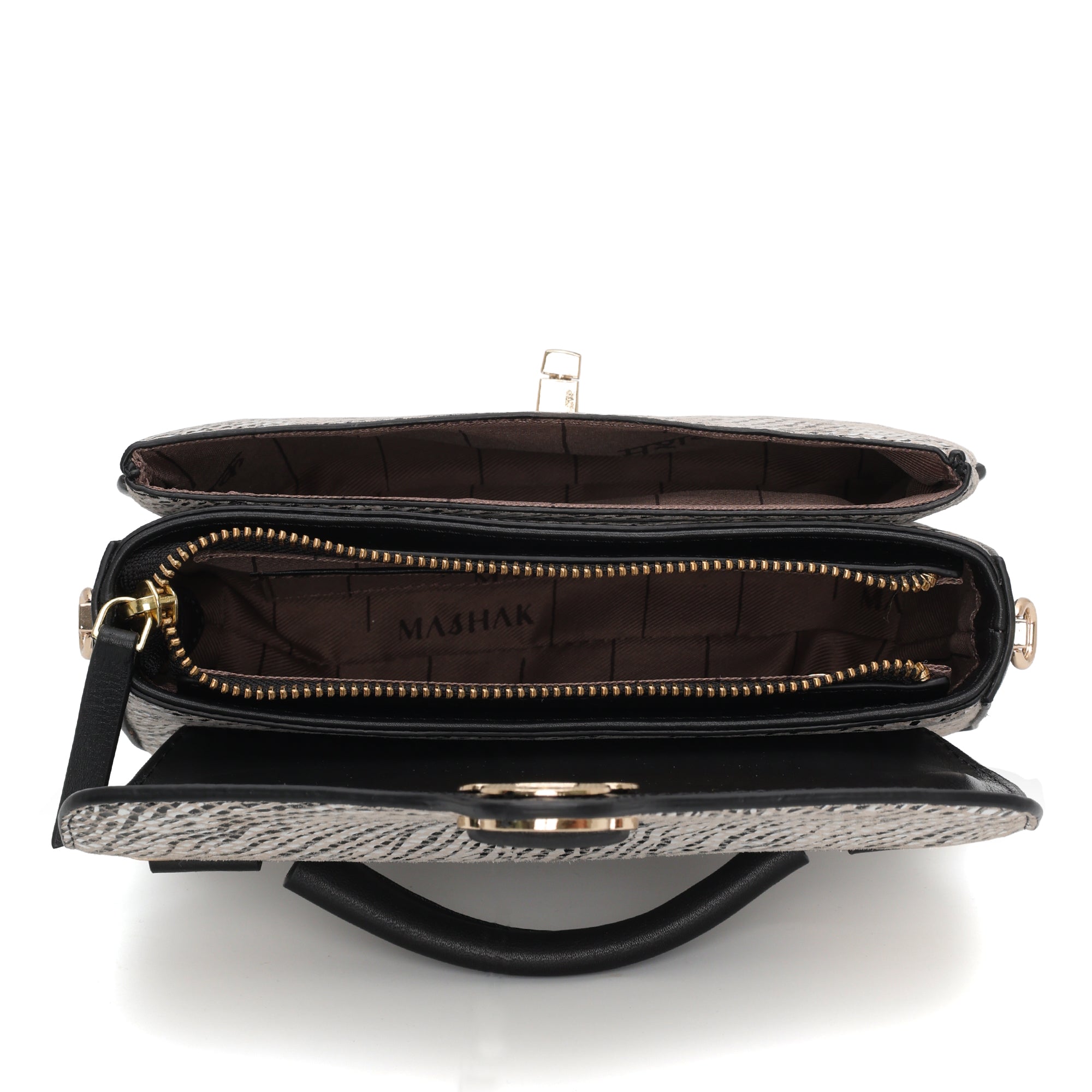 Terra : Italian Leather Crossbody Bag (Black and White)