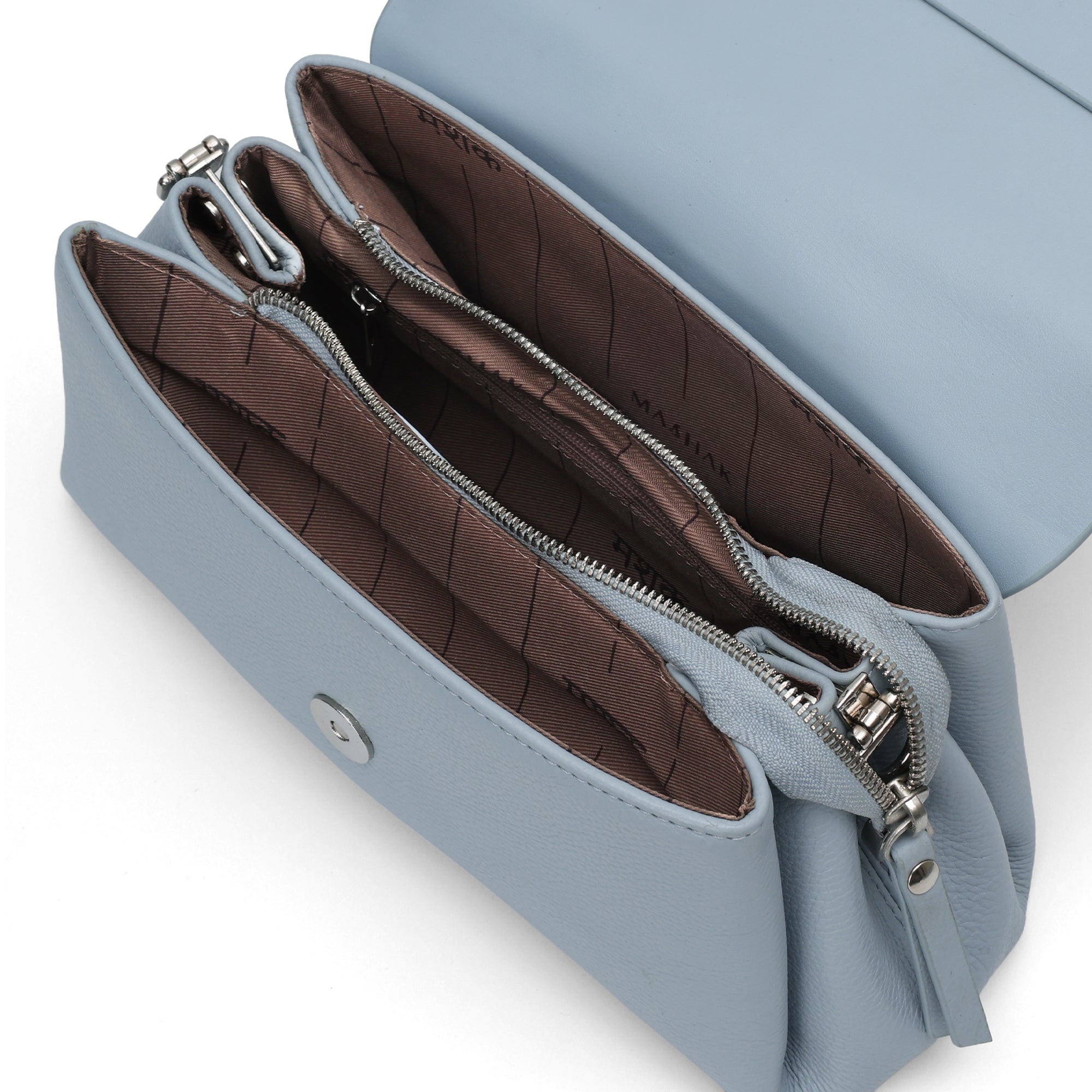 Aster : Pebbled Leather Shoulder Crossbody Bag (Sky Blue)