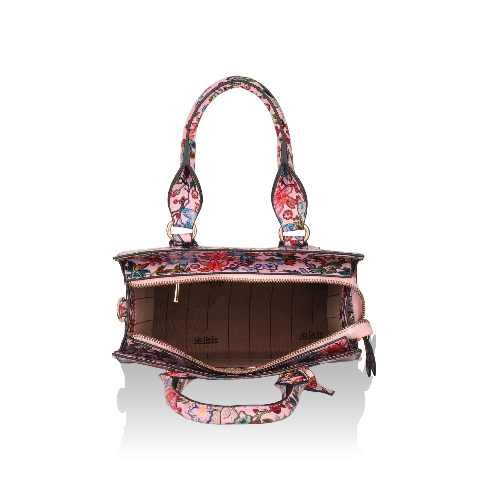 Vintage Garden : Italian Floral Leather Handbag (Pink)