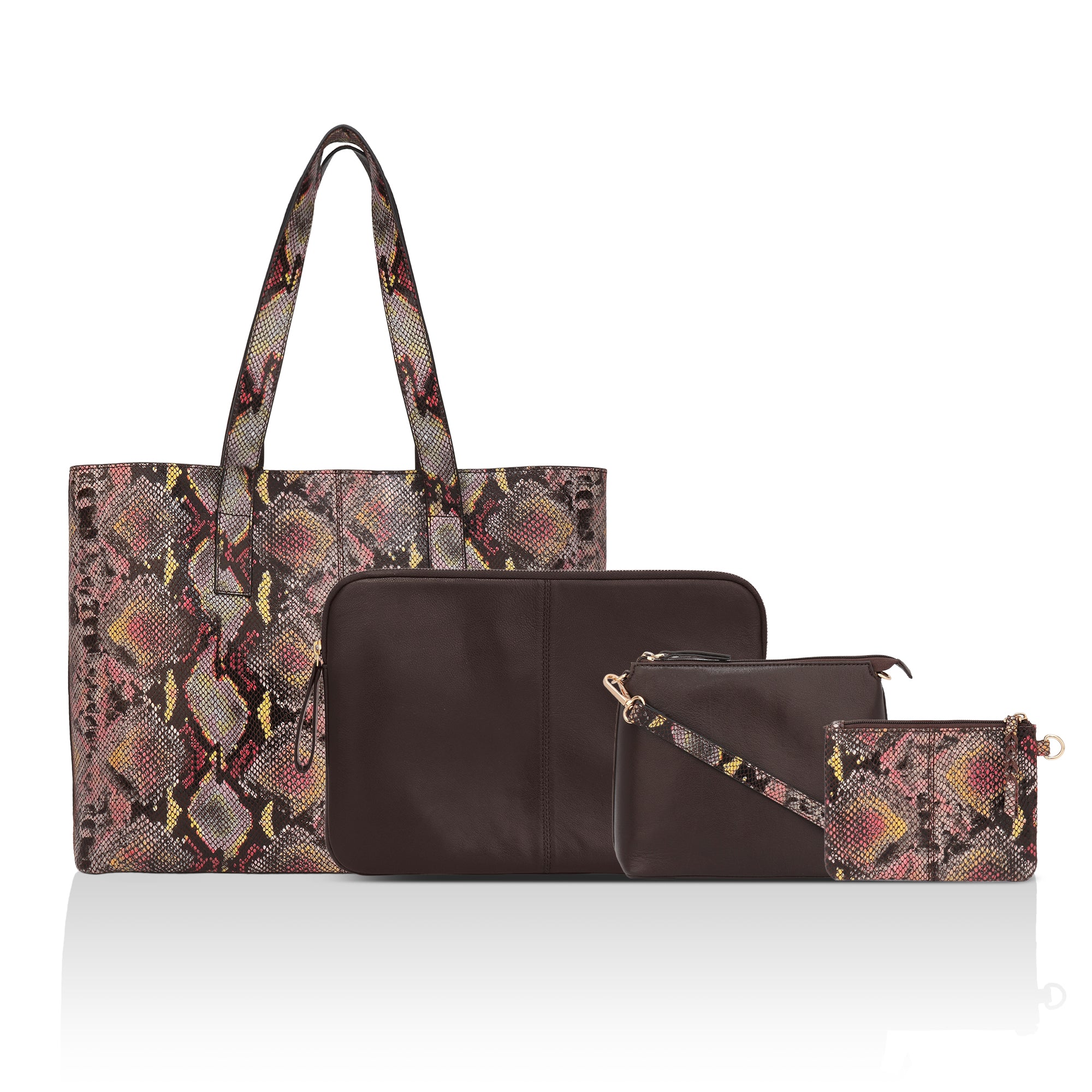 Wild Allure: Italian Leather Tote Bag (Multicolour)