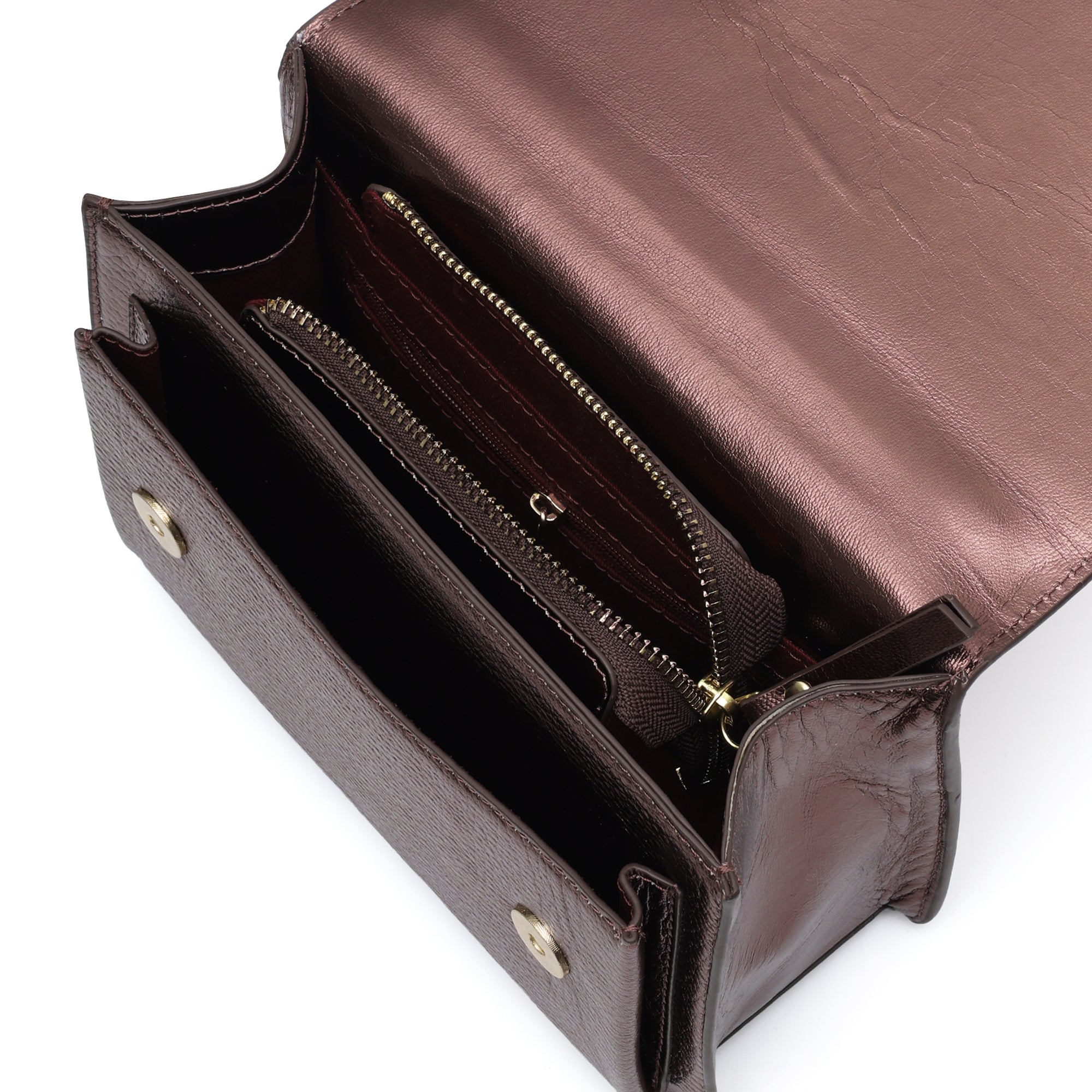 Lustra: Metallic Leather Shoulder Bag (Wine)