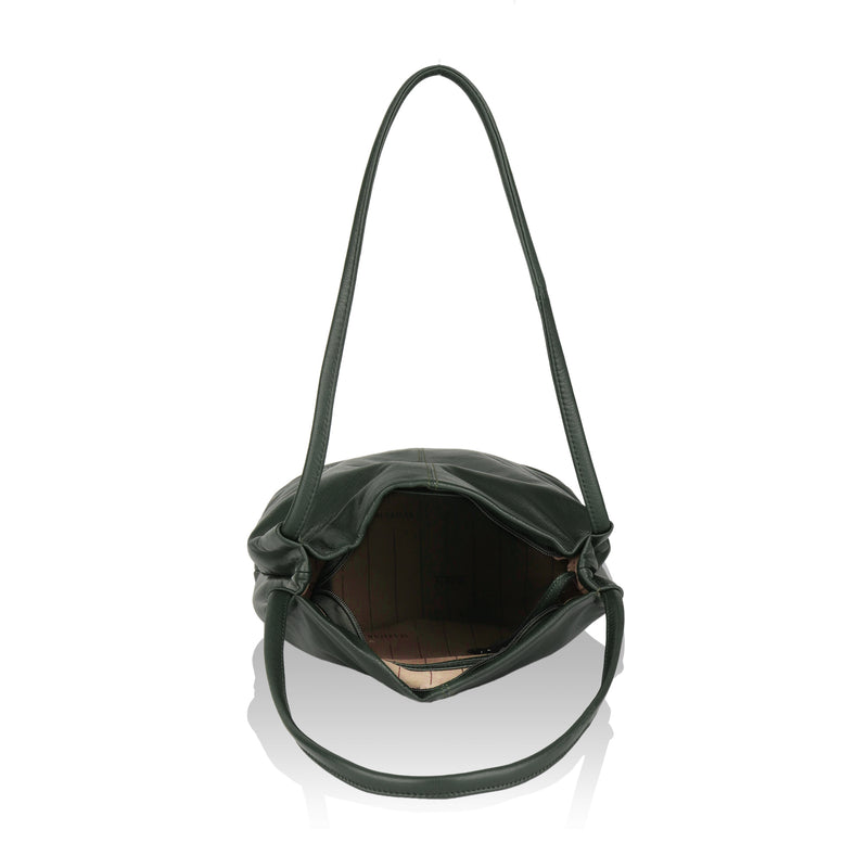 Boho: Soft Napa Leather Tote Bag (Dark Green)