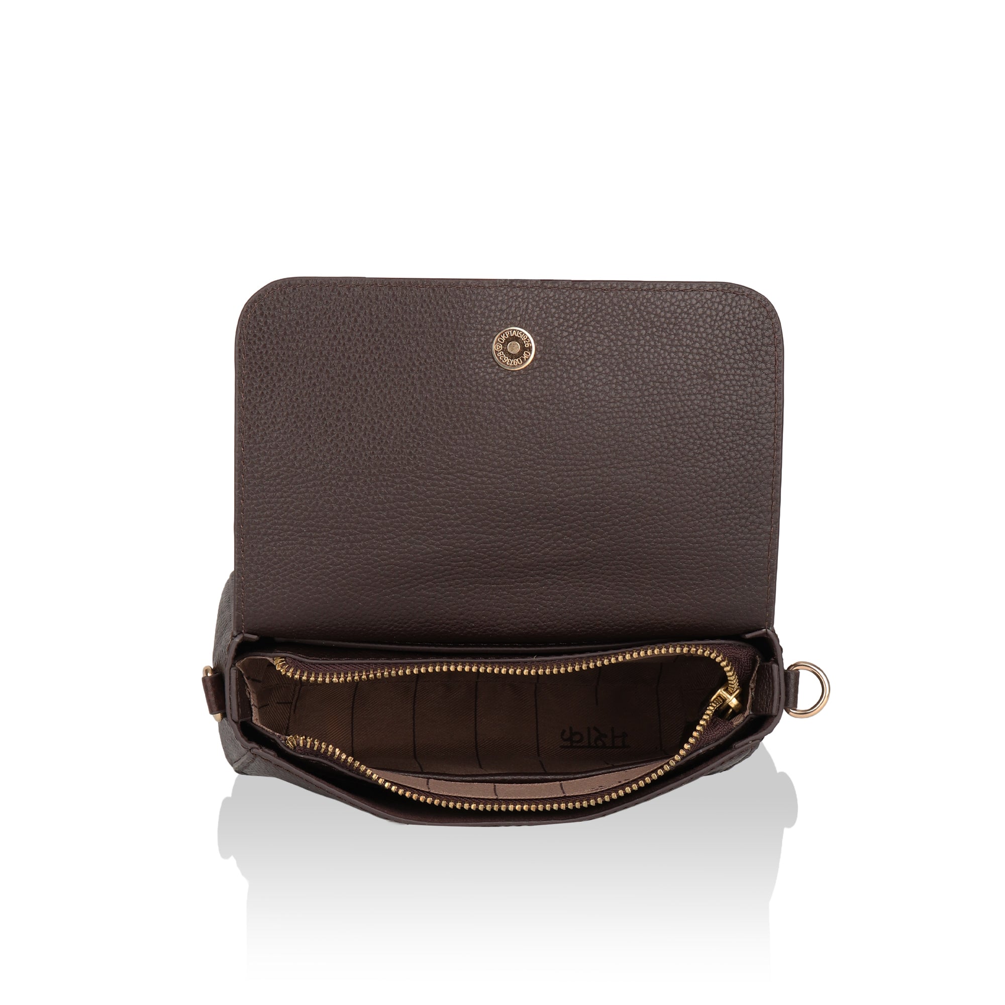 Eva : Pebbled Leather Crossbody Bag (Brown)