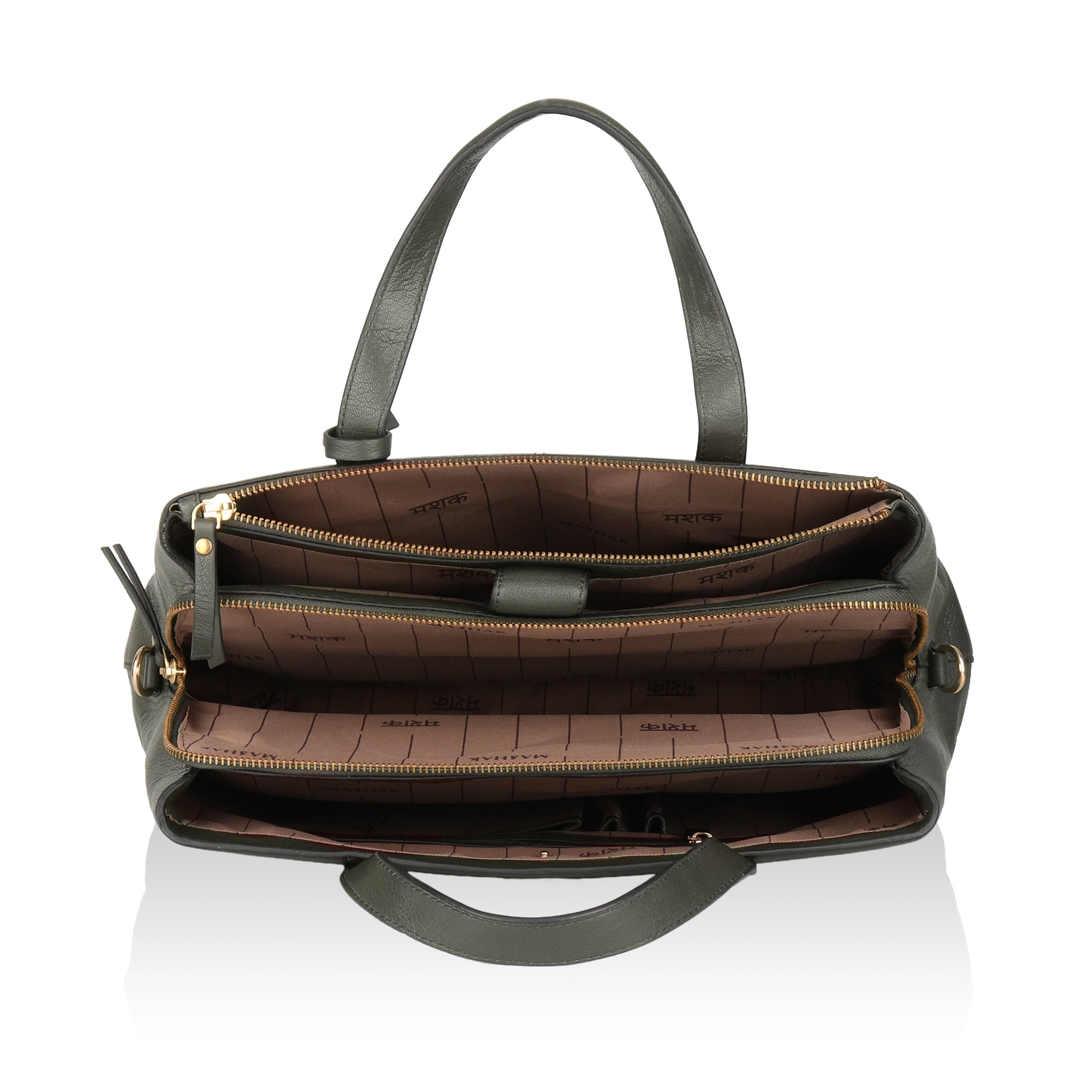 Divino: Napa Leather Laptop Handbag (Dark Green)