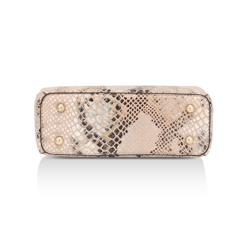 Savannah: Italian Leather Crossbody Bag (Beige)