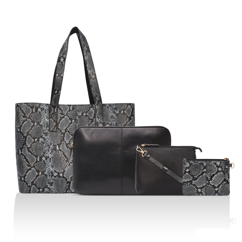 Wild Allure: Italian Leather Tote Bag (Black) - Main Image