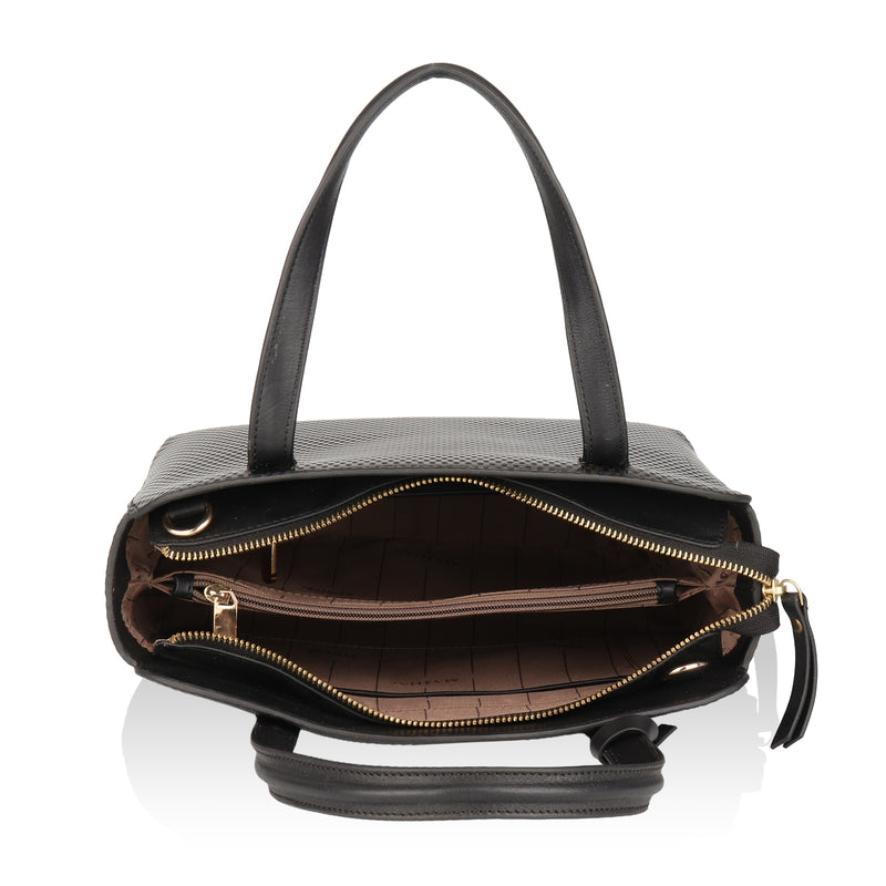 Opula: Scaled Leather Handbag (Black)