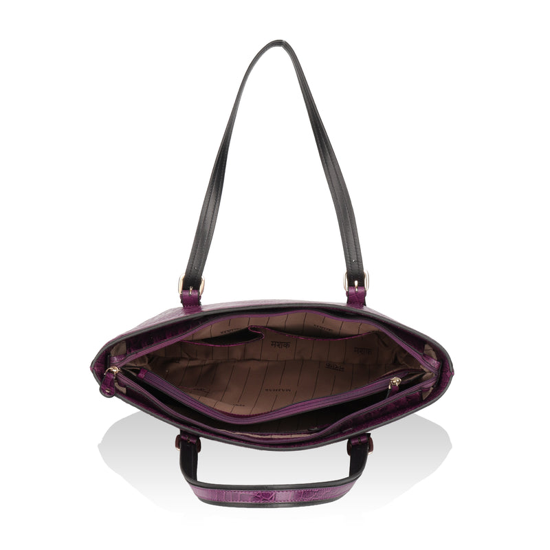 Alpha: Luxury Leather Office Tote (Purple)