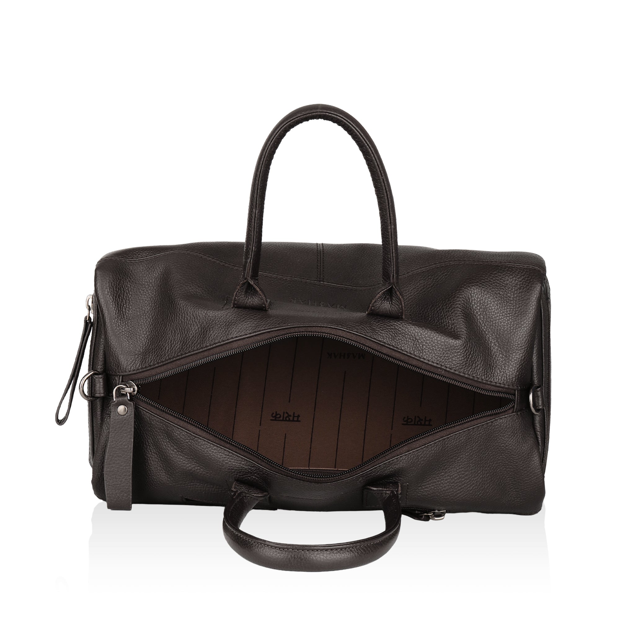 Zenith: Pebbled Leather Gym Duffel Bag (Brown)