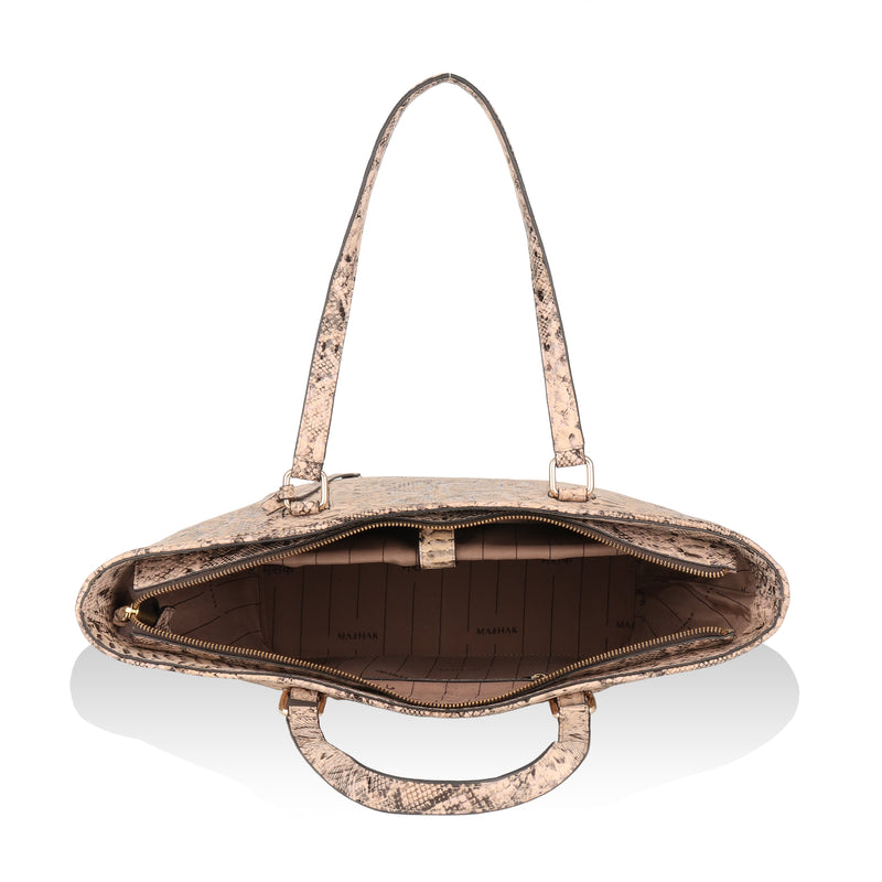 Pinnacle: Italian Leather Laptop Tote Bag (Beige)