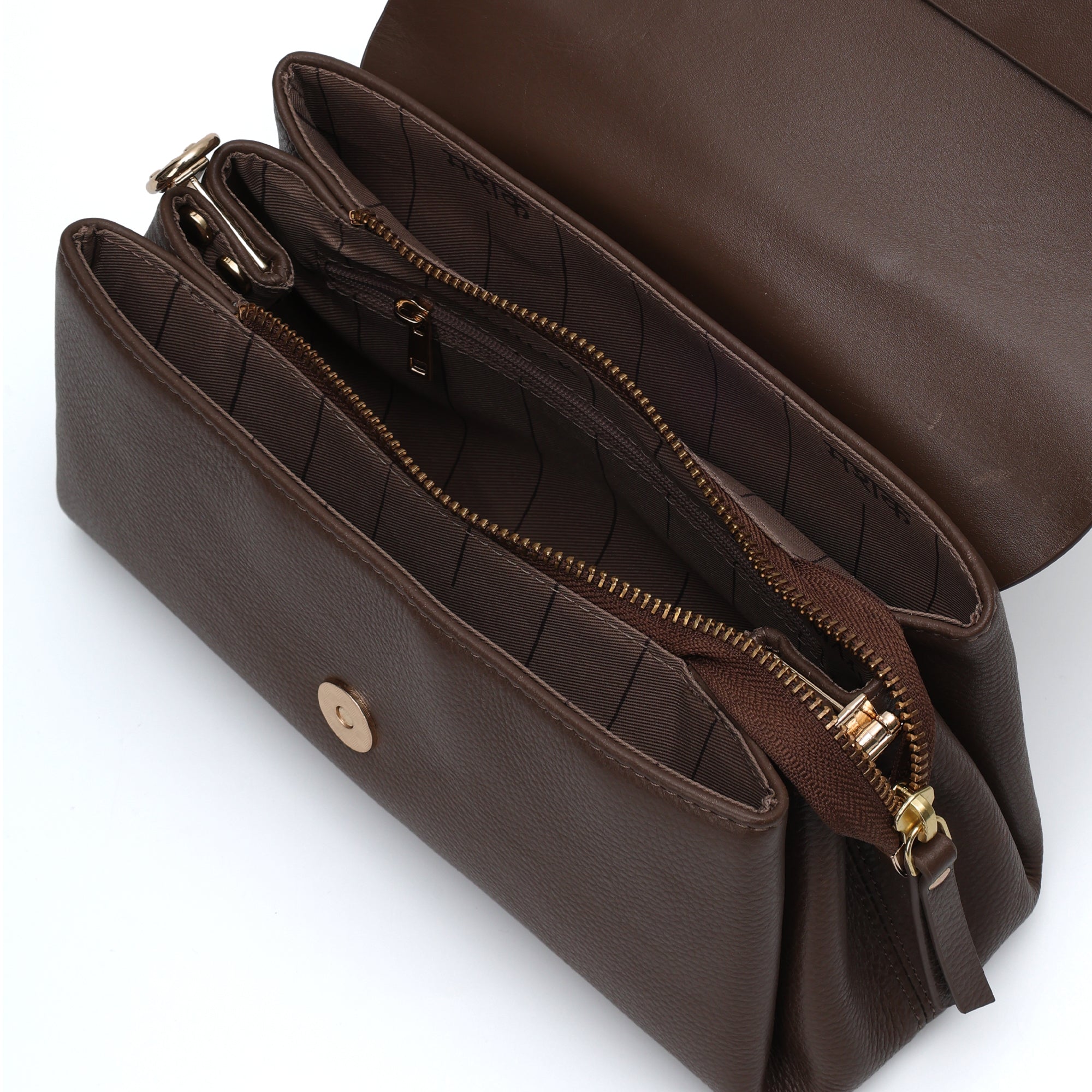 Aster : Pebbled Leather Shoulder Crossbody Bag (Brown)