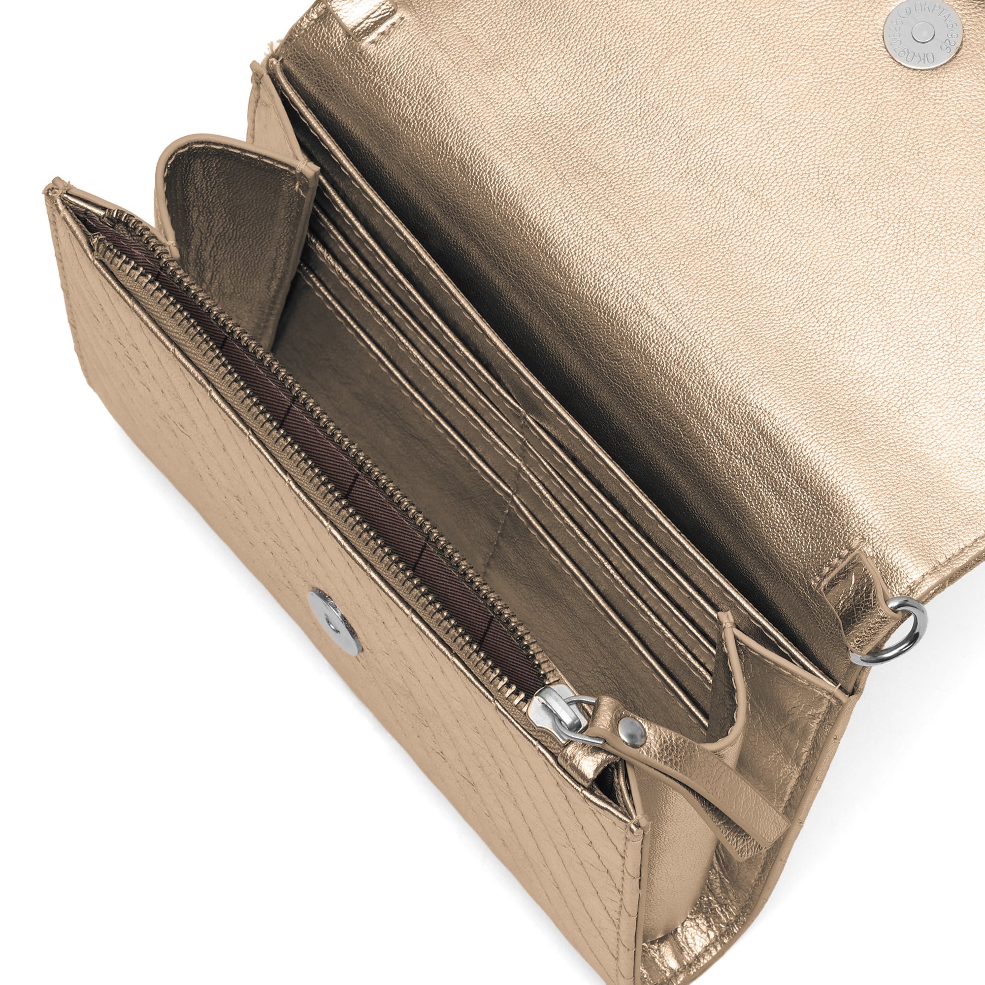 Elara: Metallic Leather Crossbody Bag (Gold)