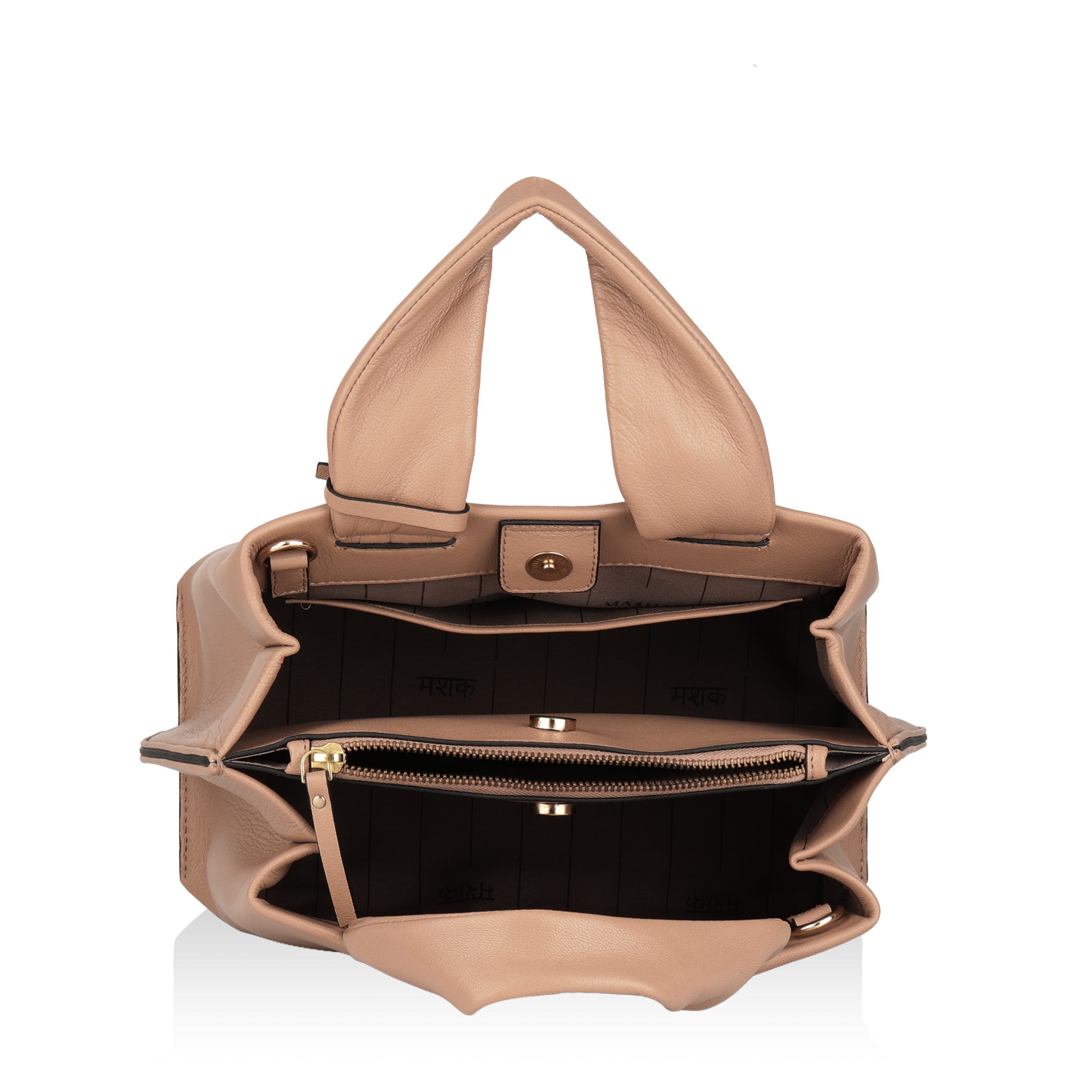 Mia : Napa Leather Handbag (Nude)