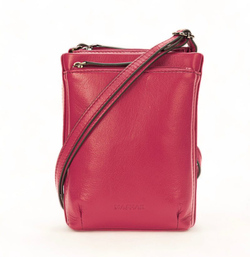 Sienna: Napa Leather Crossbody Bag (Hot Pink)