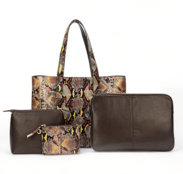 Wild Allure: Italian Leather Tote Bag (Multicolour)