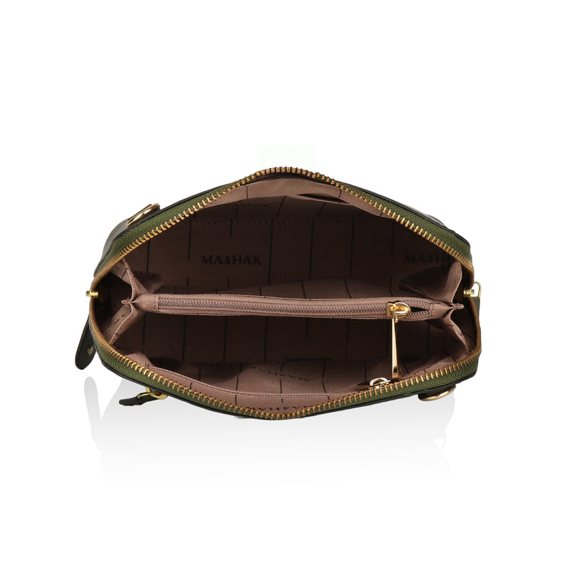 Luxeblend: Full Grain Leather Crossbody Bag (Olive)